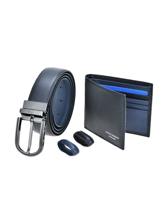 Tumbled Leather Wallet & Belt (Gun Metal Buckle) Gift Set